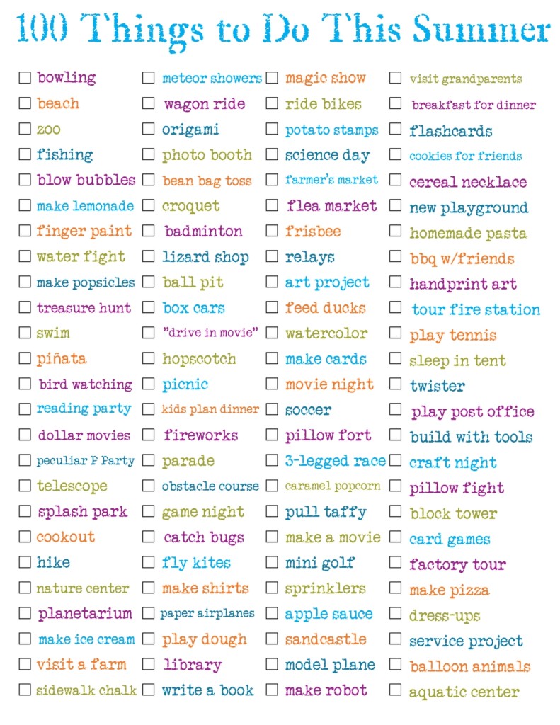 100 things to do this summer